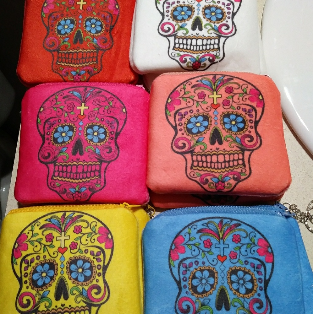 Soft Day Of The Dead Skull Coin Bags